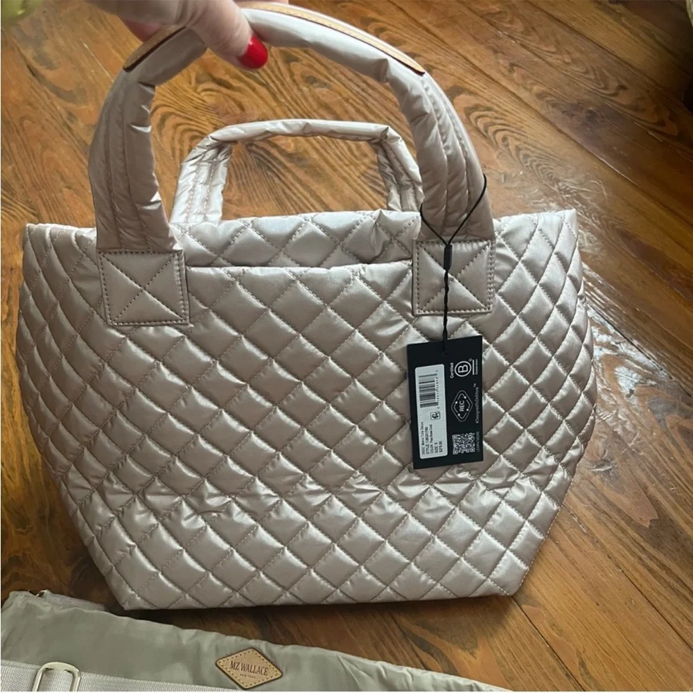 MZ Wallace Pale Rose Gold Metallic Small Metro Tote Deluxe - NEW w TAGS - Picture 14 of 16